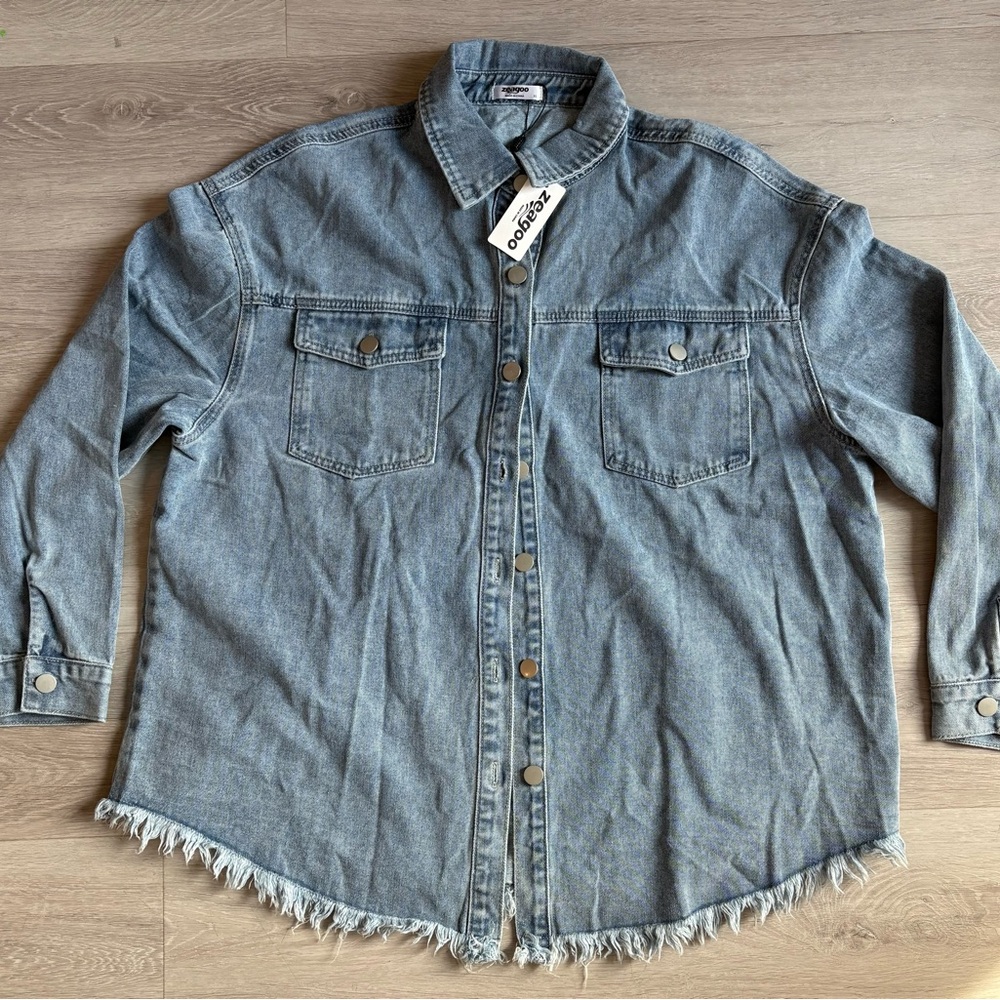 Zeagoo Light Blue Denim Shirt jacket shacket Sz XL
